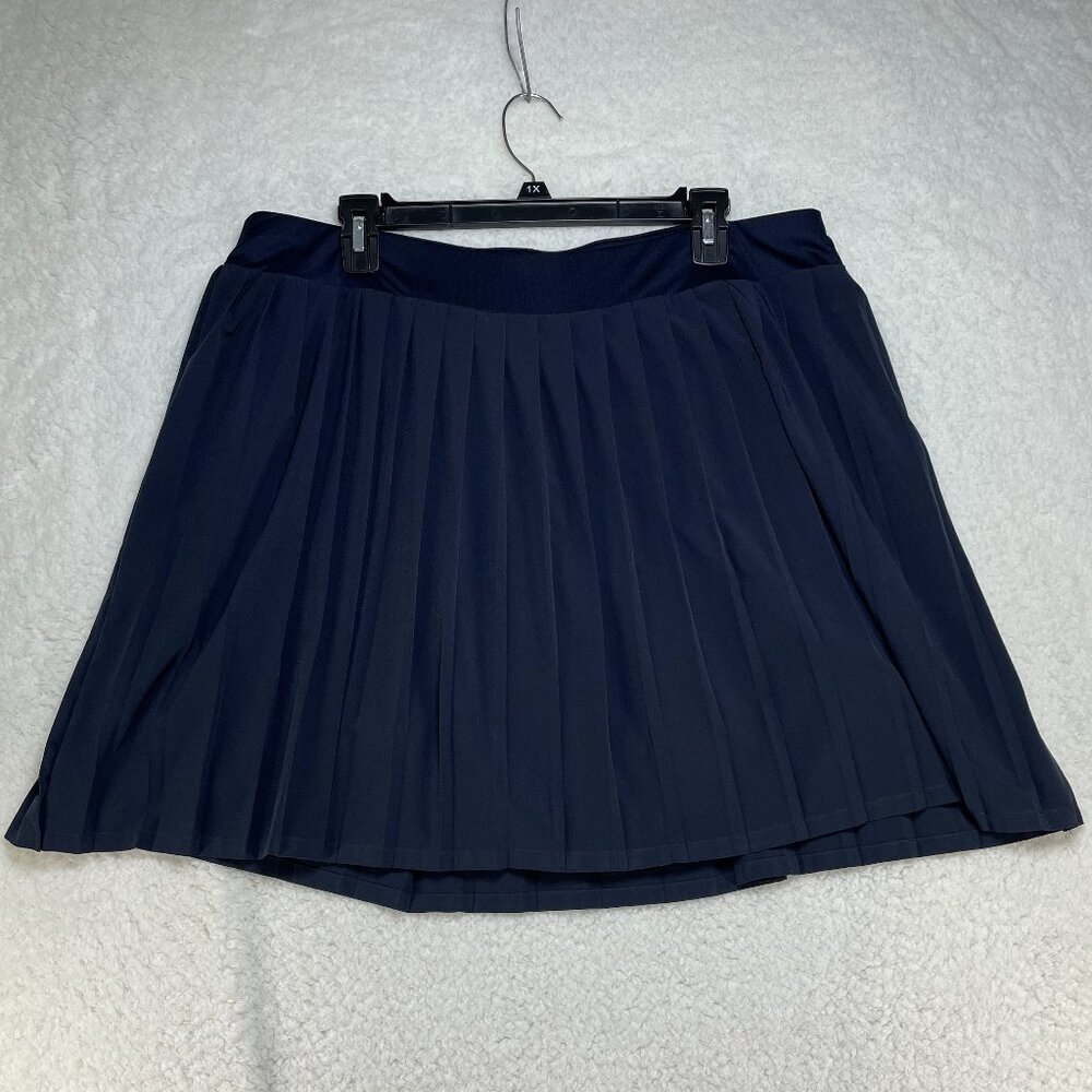 J. Jill Fit Skort Womens XL Navy Athletic Pleated Skirt Built-In Shorts